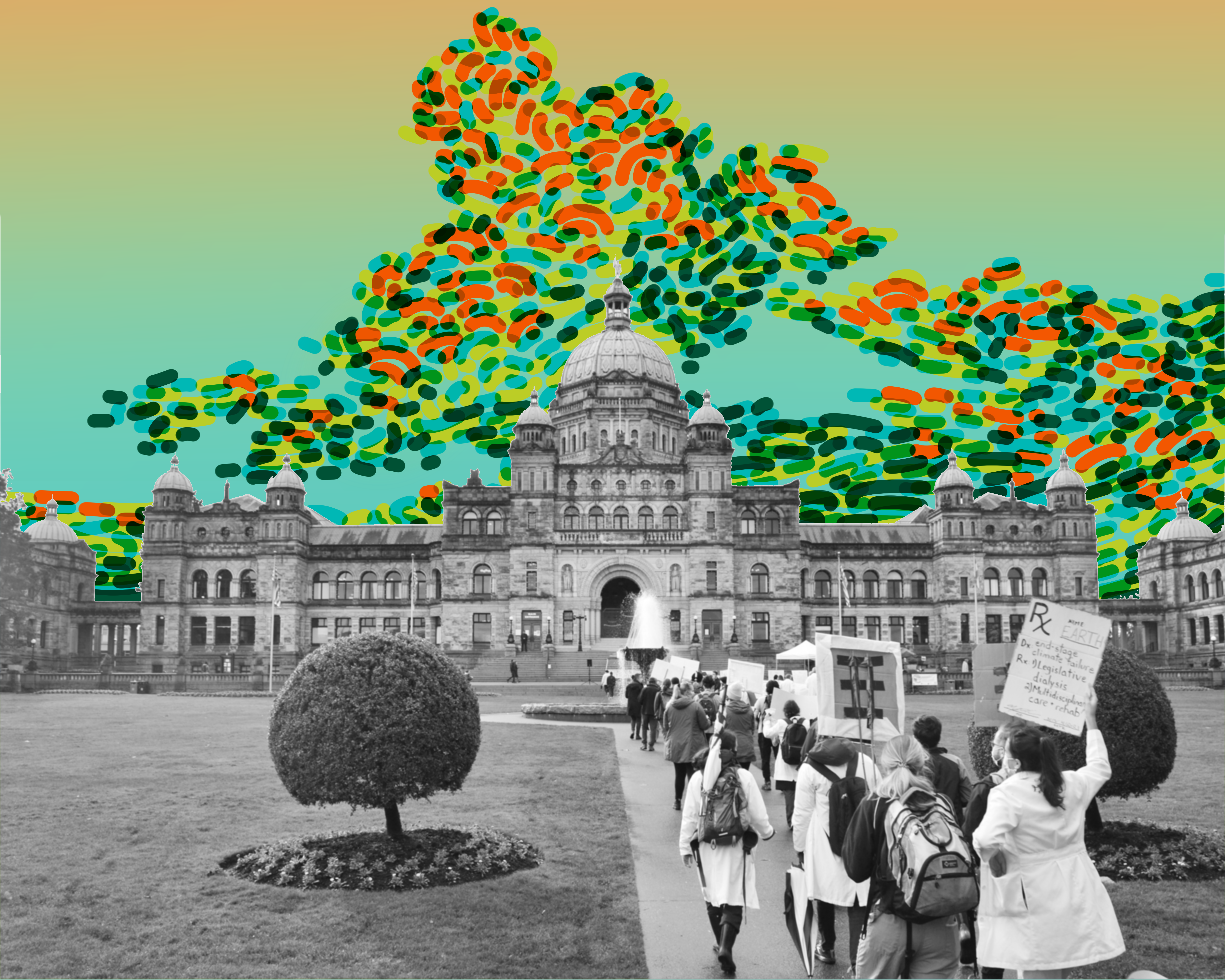 Médecins et sympathisants de l'ACME manifestent en brandissant des pancartes