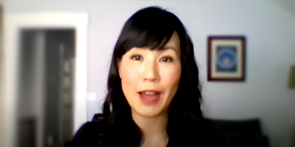 Photo of CAPE Dr. Melissa Lem speaking in a webinar series: Environmental Justice x Health