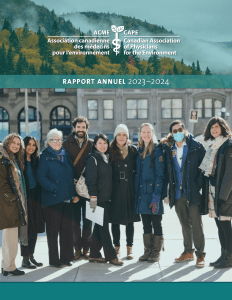 Page de couverture du rapport annuel 2023-2024 de l'ACME avec la photo de l'équipe de l'ACME