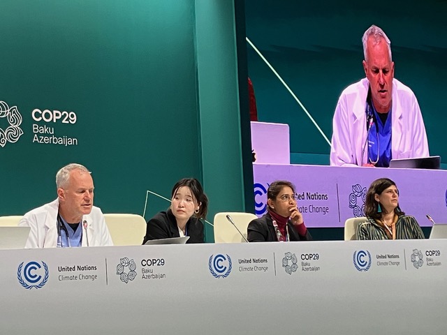 CAPE's Dr. Joe Vipond speaks alongside international speakers at a press conference at COP29